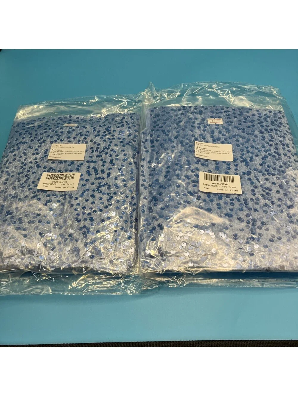 FOTSHARER Sequin Fabric by The Yard Baby Blue 2 Yards New